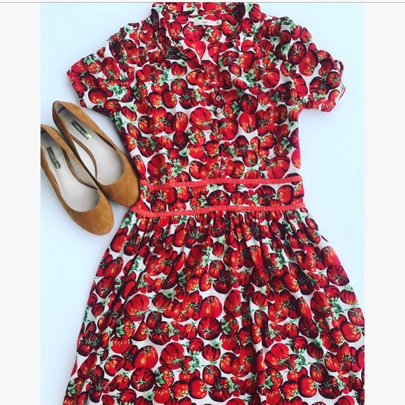 hazel Dresses & Skirts - Hazel Tomato Print Shirt Dress